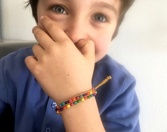 BRACCIALE PER BAMBINO, braccialetto perline in legno per ragazzo, per bimbo, regalo per bimbo, per lui, bracciale personalizzato