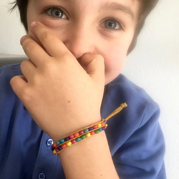 COLORFUL CHILD BRACELET, children jewelry, gift for little boy, toddler boy bracelet, cord bracelet for him, kid jewelry, handmade