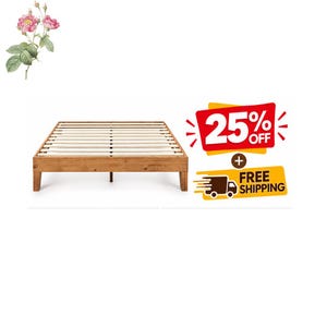 Grand Solid Wood Platform Bed with Slats Queen Size