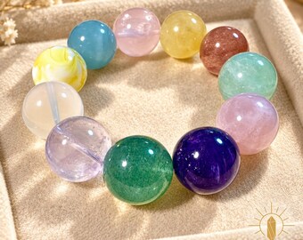 17mm Multi-Gem Crystal Bracelet Large Bead