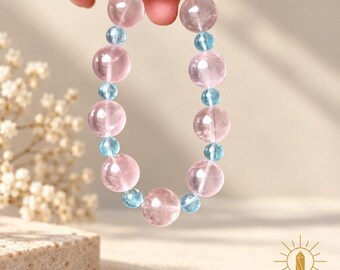 Aquamarine and Rose Quartz Bracelet
