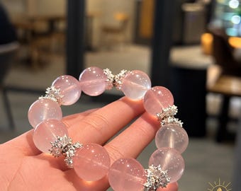 15mm Rose Quartz Bracelet High-Clarity