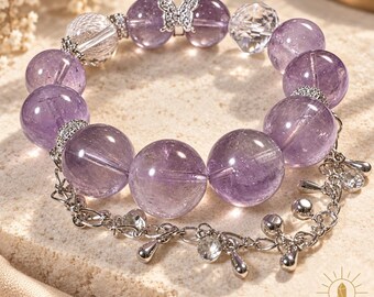Purple Rutilated Quartz Bracelet High-Clarity