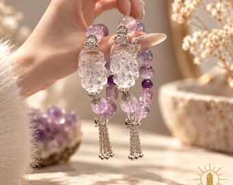 Amethyst Bracelet Nine-Tailed Fox Charm Vintage