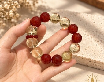 Citrine and Red Agate Bracelet