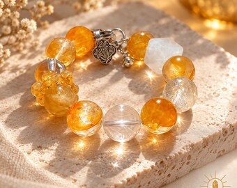 Golden Garden Quartz and Citrine Bracelet Large Bead