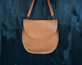 Leather tote bag Sample bag Tan leather bag Simple leather bag leather crossbody bag leather saddle bag