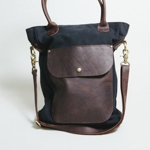 Canvas tote bag, gym bag, school bag ,laptop bag, waxed canvas leather image 1