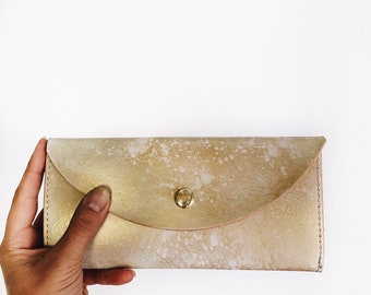 Handmade leather wallet Gold wallet Glitter wallet Metallic wallet