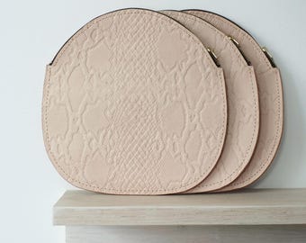 Embossed Leather Clutch, Leather Makeup pouch, Travel bag