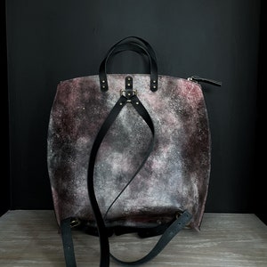 Leather Backpack, Large backpack, Leather school bag, Celestial purse image 3