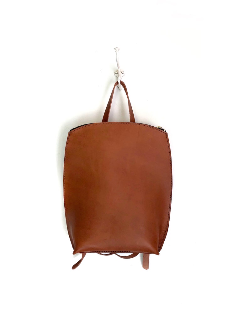 Small Leather Backpack, Mini Leather Backpack, Minimalist Leather backpack, Zipper backpack image 1