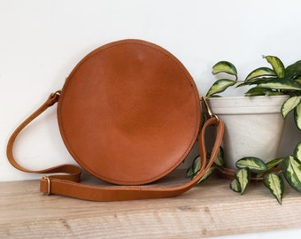 Mini leather circle bag Moon circle bag Boho round crossbody bag Etsy