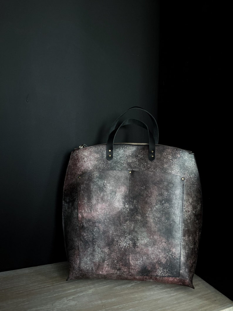 Leather Backpack, Large backpack, Leather school bag, Celestial purse image 1