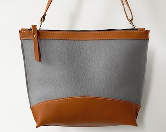 Wool and Leather Satchel Bag