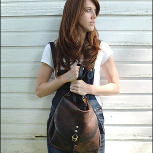 Vintage Mail bag Distressed leather flap shoulder cross body bag image 3