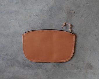 Leather Zipper Clutch Pouch