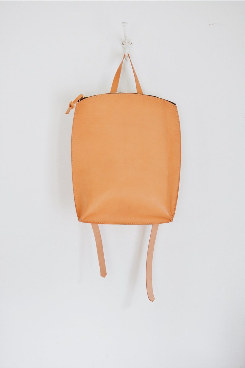 Small Leather Backpack, Mini Leather Backpack, Minimalist Leather backpack, Zipper backpack image 5