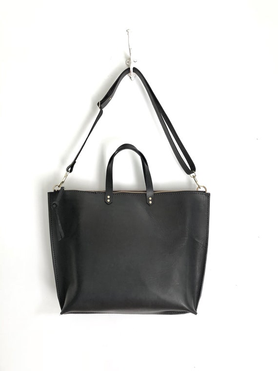 Large Leather Tote Bag Minimalist Leather Tote Bag Black | Etsy