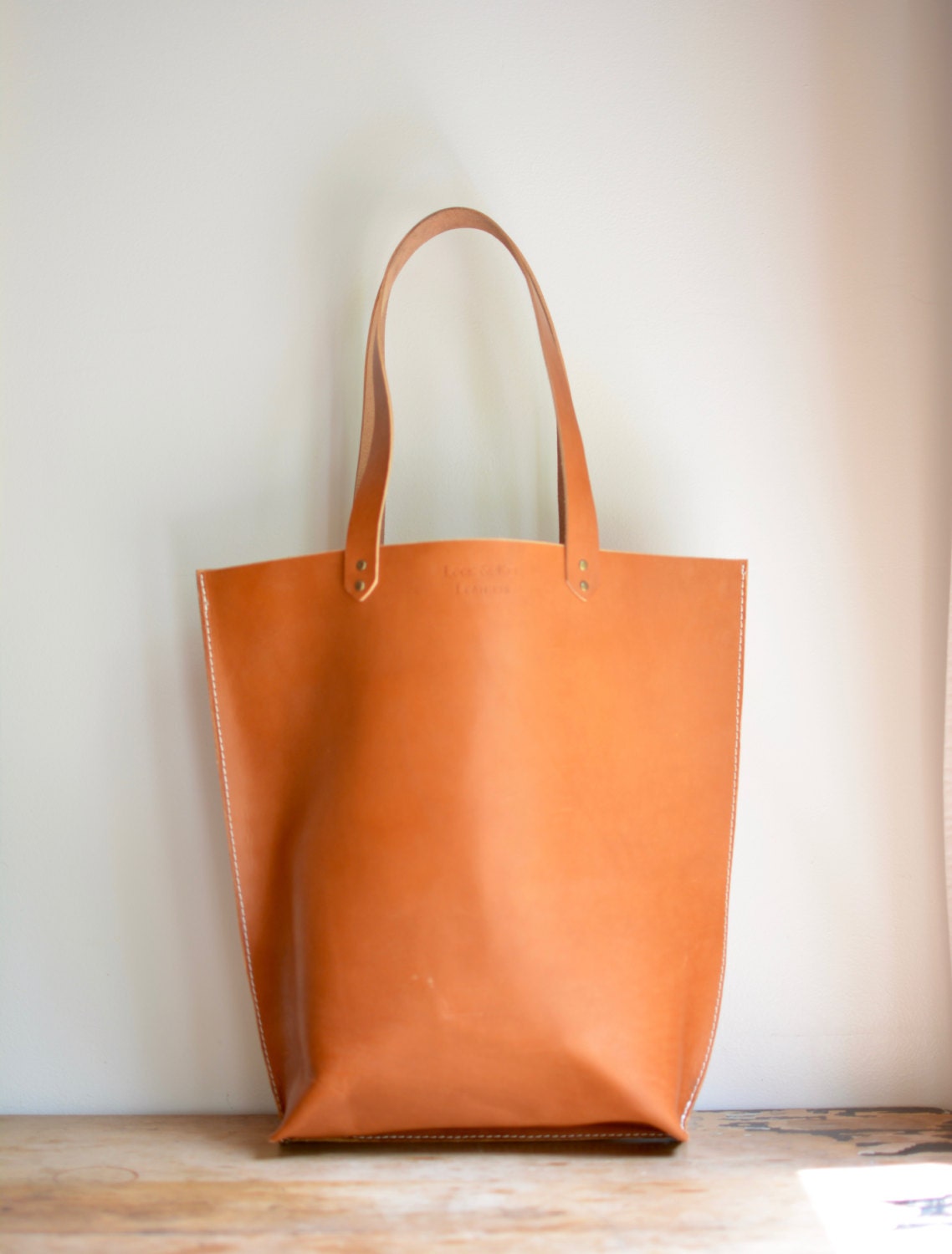 Tote bag Leather Tote Bag Minimalist bag Market Tote Large | Etsy