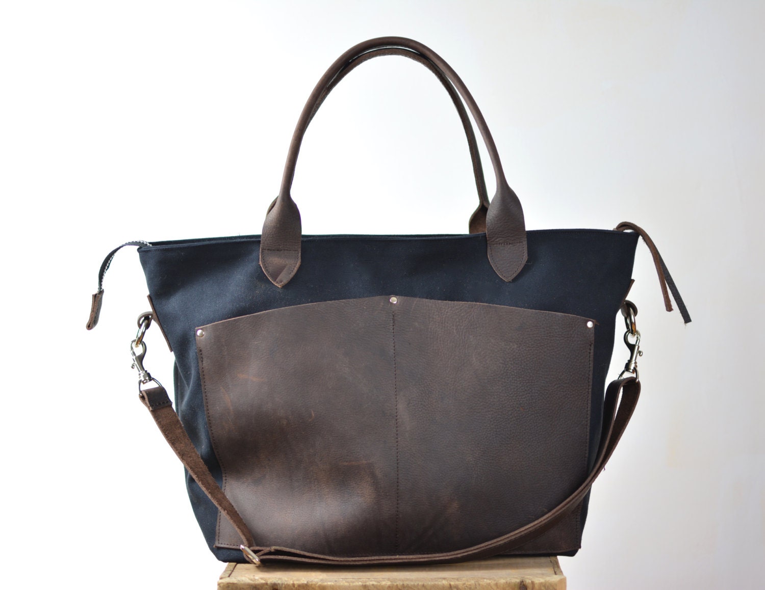 Diaper Bag Tote Bag Gym Bag Laptop Bag BLACK Waxed Canvas Oil Etsy