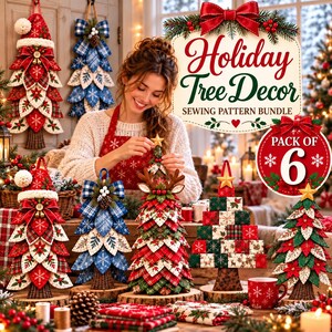 Pack of 6 Quilted Holiday Tree Sewing Patterns Bundle (PDF Download)
