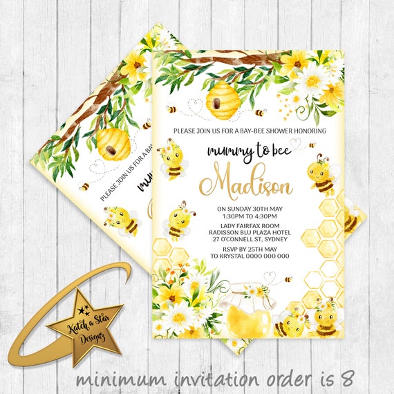 Bee Baby Shower Invitation, Mummy To Bee, neutral baby shower personalised invitations Il_570xn