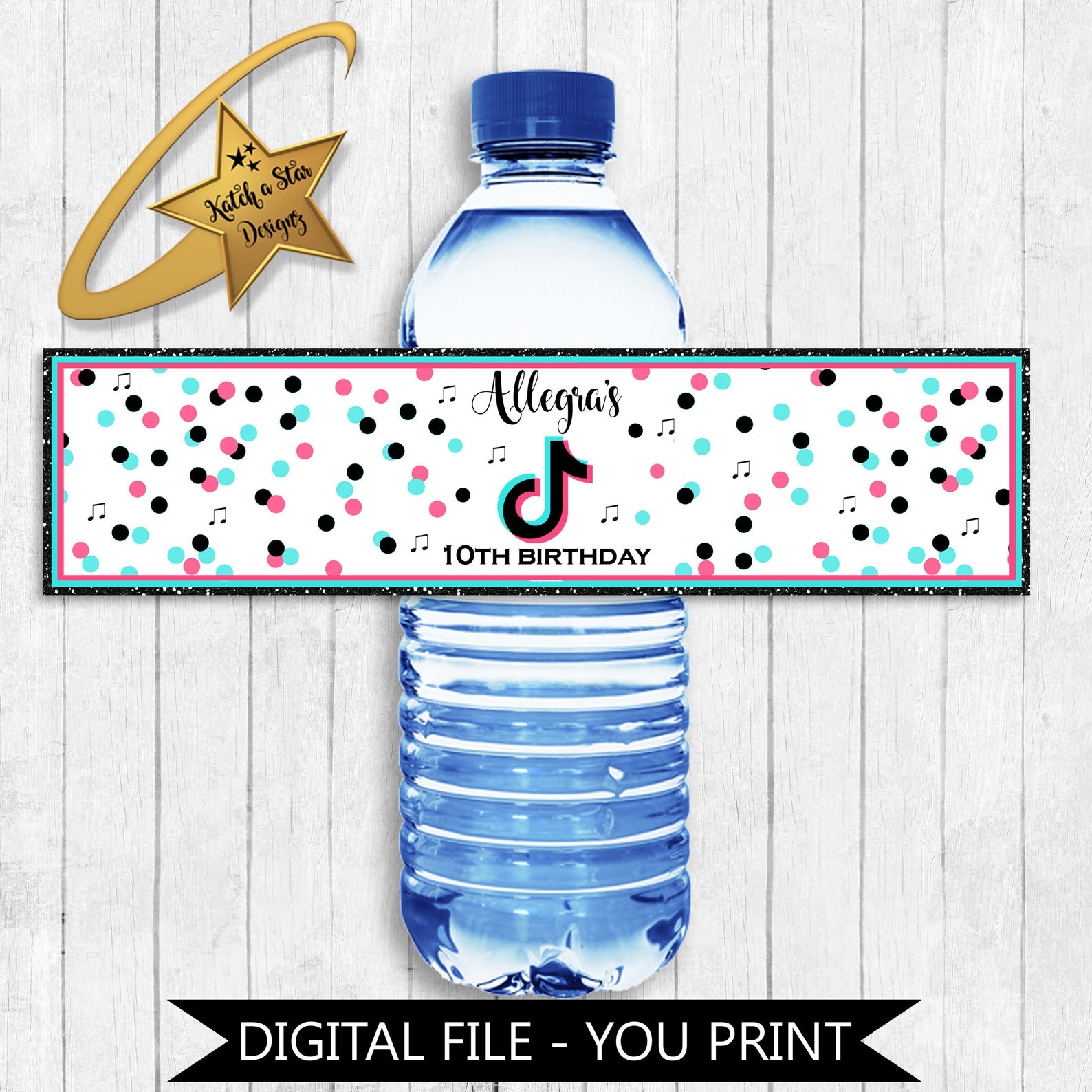 Tik Tok birthday party personalised digital water bottle Etsy