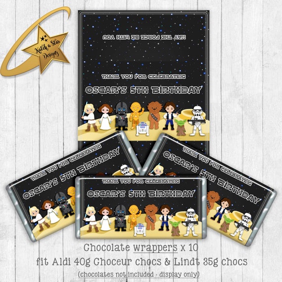 Star Wars outer space party personalised birthday party chocolate wrappers x 10 (or digital) Il_570xn