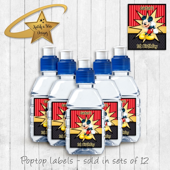 Boy Mouse red birthday party personalised gloss pop top drink label stickers x 12 Il_570xn
