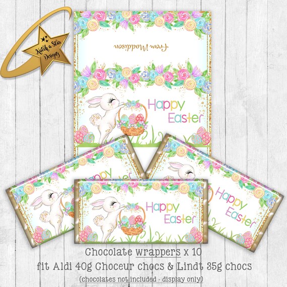 Easter Bunny Easter egg personalised chocolate wrappers x 10 Il_570xn