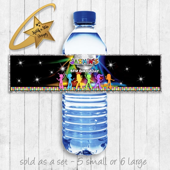 Disco / dance party personalised party water bottle labels x 5 (or digital) Il_570xn