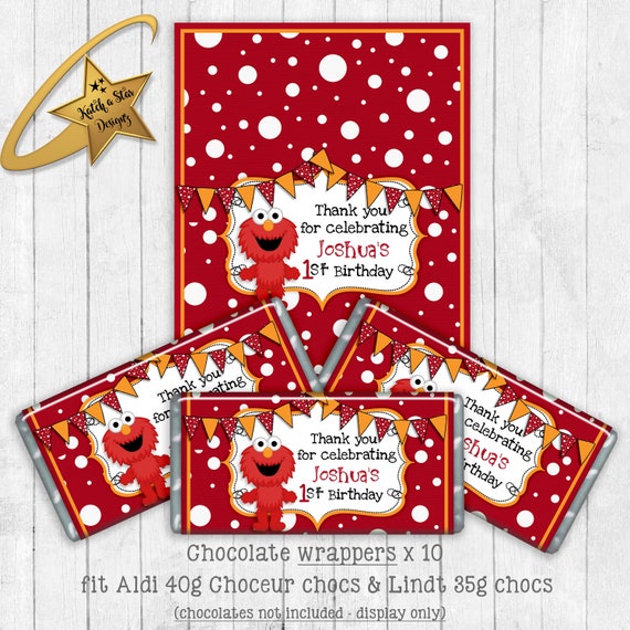 Elmo sesame street personalised party chocolate wrappers x 10 (or digital) Il_570xn