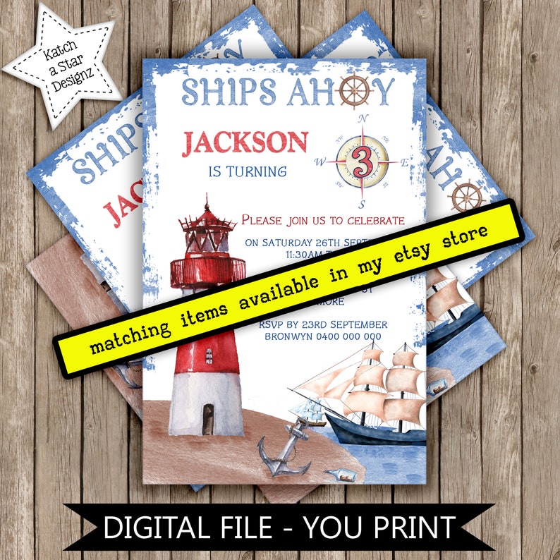 yacht boat sailing lighthouse Nautical you print birthday party personalised digital chocolate wrappers ocean