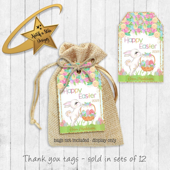 Easter Bunny Easter Egg hunt personalised thank you tags x 12 Il_570xn