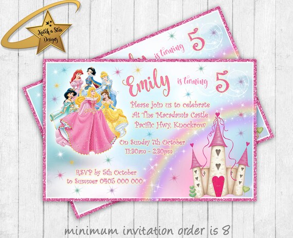 Princesses personalised birthday party invitations Il_570xn