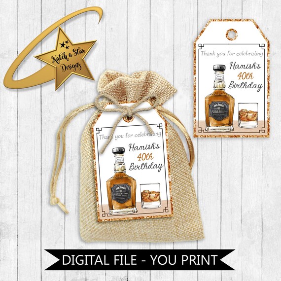 Bourbon Beer BBQ birthday party personalised digital thank you tags - you print Il_570xn
