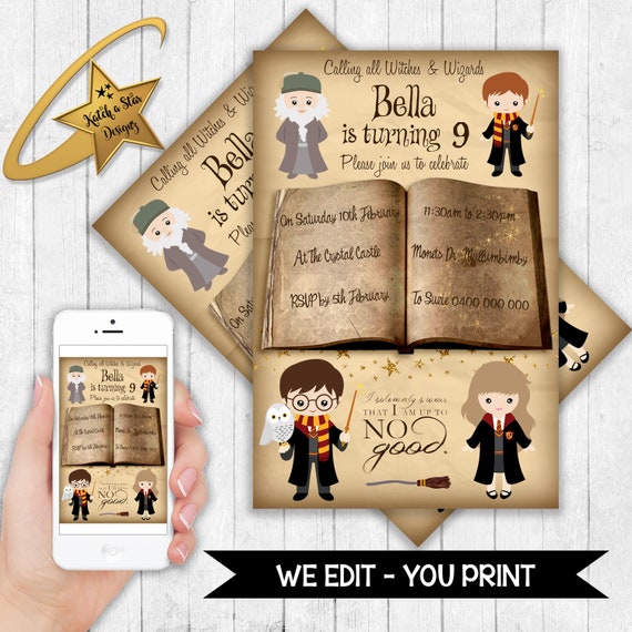 Harry Potter personalised birthday party invitations - DIGITAL ONLY by  Katch a Star Designz