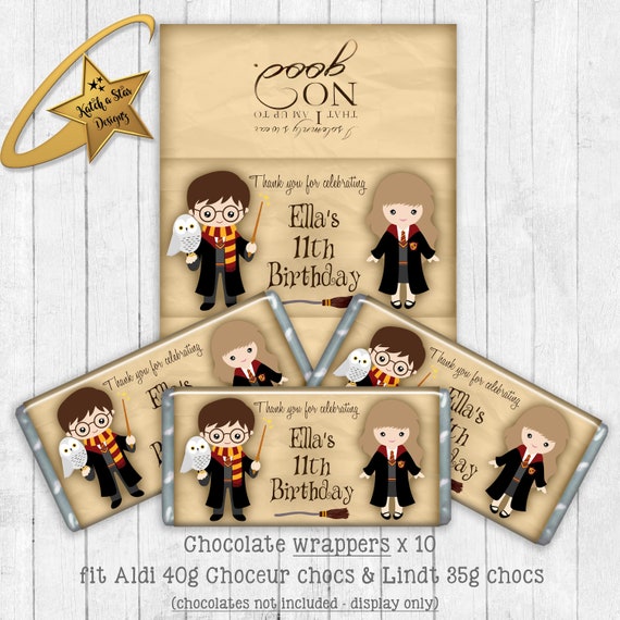 Harry Potter party personalised birthday party chocolate wrappers x 10 (or digital) Il_570xn