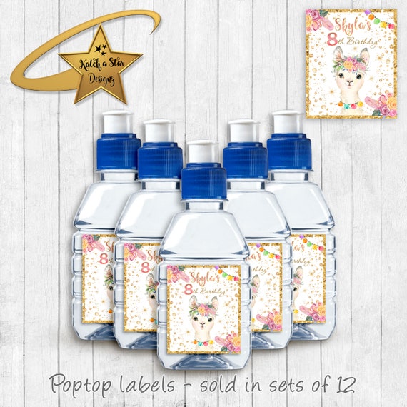 Llama Alpaca party birthday party personalised gloss pop top drink label stickers x 12 (or digital) Il_570xn