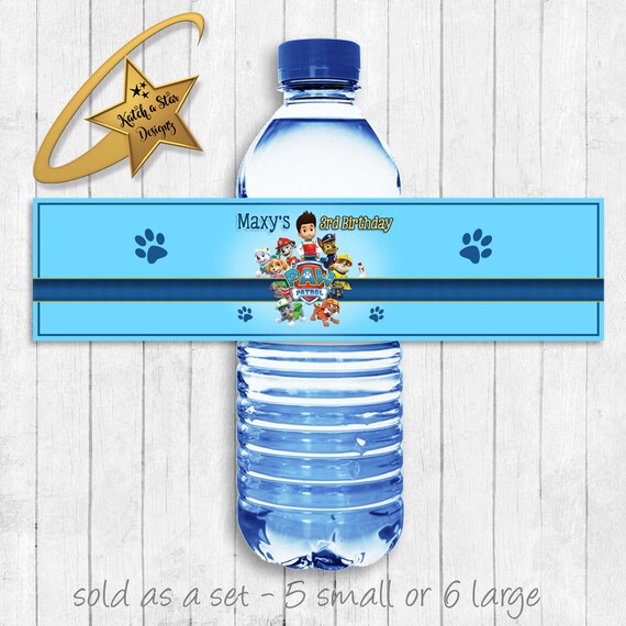 Paw patrol gang personalised birthday party water bottle labels x 5 Il_570xn