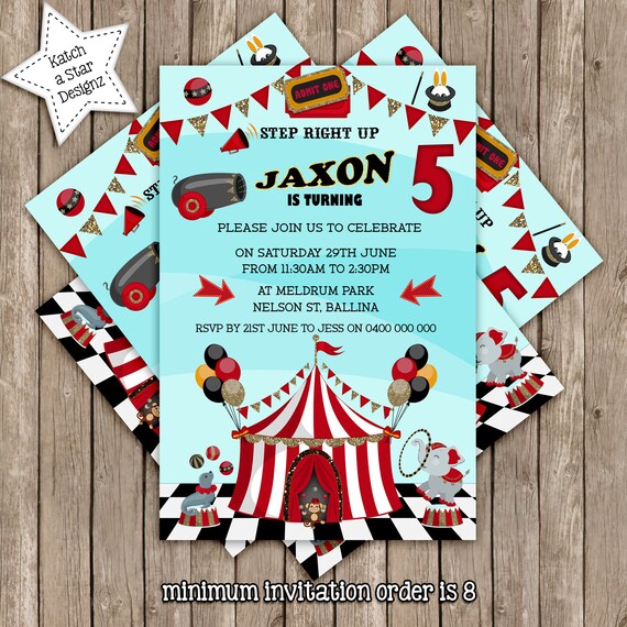 Circus Bigtop magic personalised birthday party invitations Il_570xn
