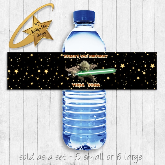 Star Wars Yoda soda personalised birthday party water bottle labels x 5 ...
