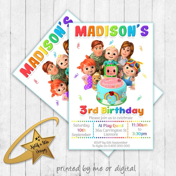Cocomelon birthday party personalised invitations (printed or digital) Il_570xn