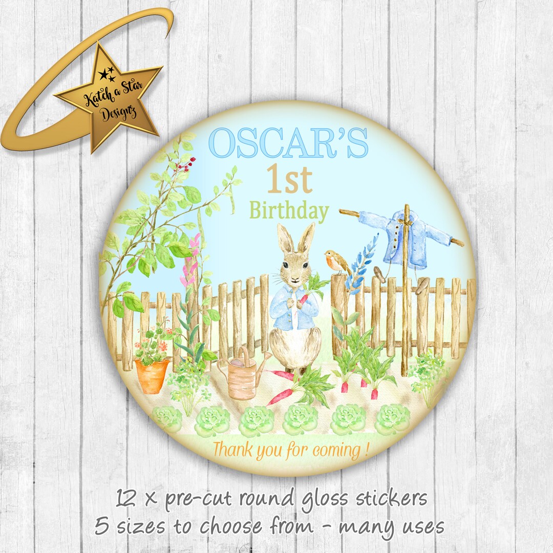 Peter Rabbit 1st Birthday Personalised Round Gloss Birthday - Etsy