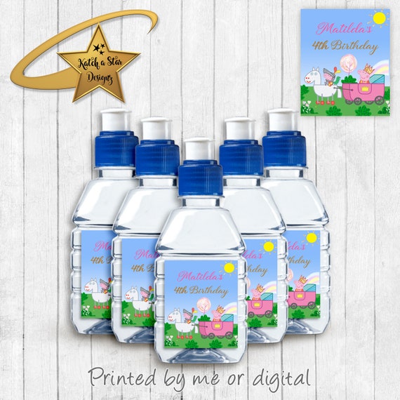 Princess Peppa pig birthday party personalised gloss pop top drink label stickers x 12 (or digital) Il_570xn
