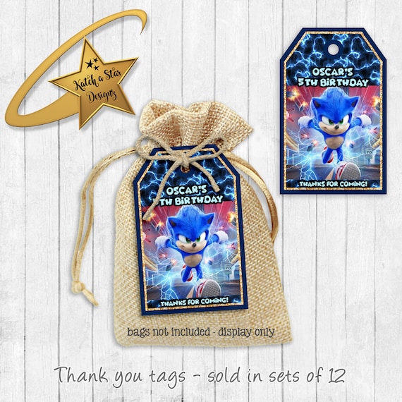 Sonic the hedgehog birthday personalised birthday party thank you tags x 12 Il_570xn