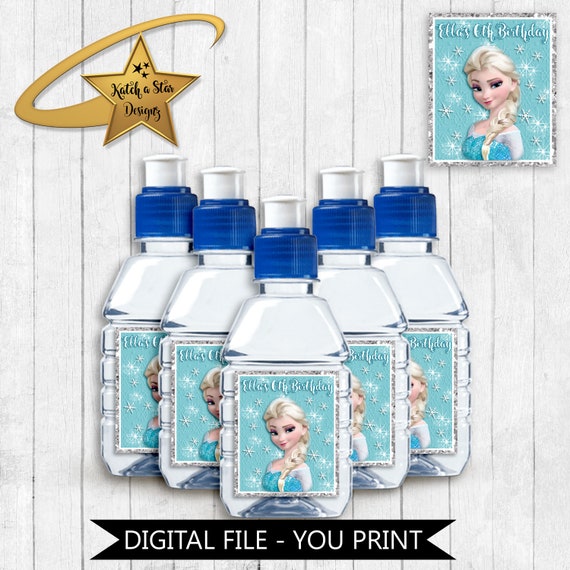 Frozen Elsa princess birthday party personalised digital poptop drink labels - you print Il_570xn
