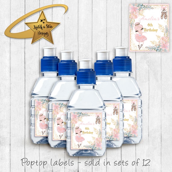 Ballerina, ballet, dance, personalised birthday party gloss pop top drink label stickers x 12 Il_570xn