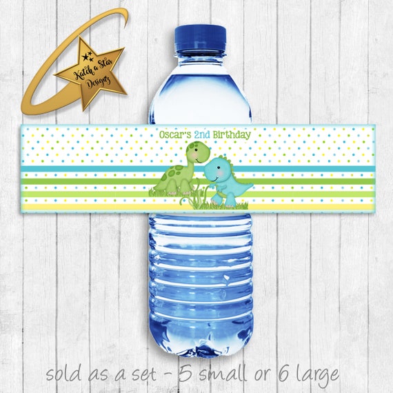 Baby Dinosaurs 2nd (any) birthday personalised birthday party water bottle labels x 5 (or digital) Il_570xn